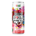 Popping Boba Bubble Tea, Ρόφημα τσαγιού με σκάστες πέρλες και χυμό λίτσι 320 ml – Vinut